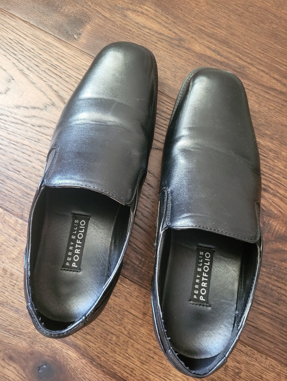 Perry Ellis Portfolio Black Dress Shoe Kid Size 6.5